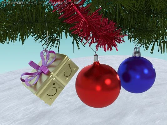 christmas tree ornament set 3D Model .c4d .max .obj .3ds .fbx .stl .blend