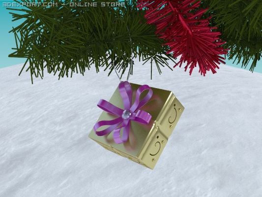 christmas tree branch with ornament Modelo 3D .c4d .max .obj .3ds .fbx .stl .blend 