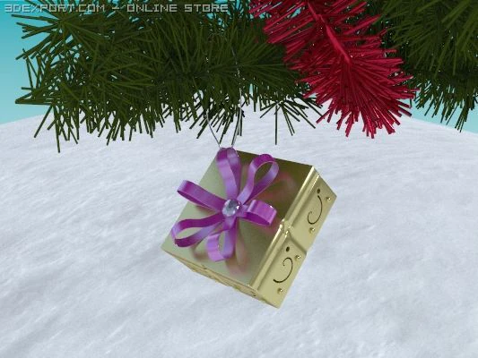 christmas tree branch with ornament 3D Model .c4d .max .obj .3ds .fbx .stl .blend 