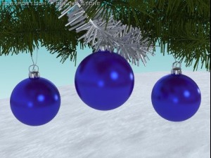 christmas tree branch with blue ornament 3D Model