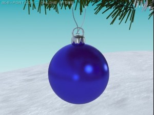 christmas tree branch with blue ornament Modelo 3D