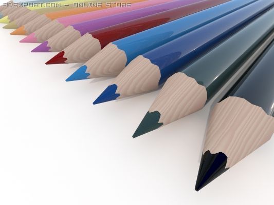 coloured pencils 3D Model .c4d .max .obj .3ds .fbx .stl .blend