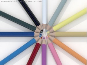 coloured pencils 3D Model