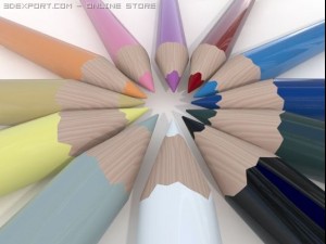 coloured pencils 3D Model