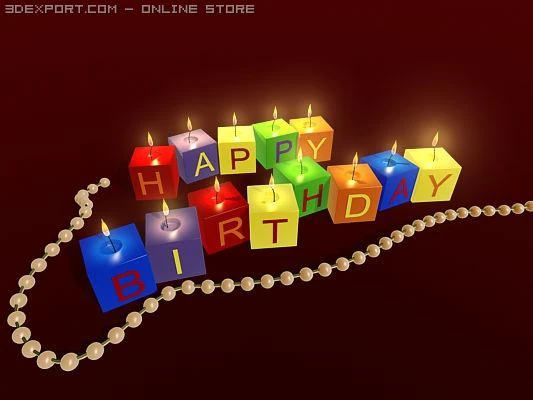 happy birthday candles 3D Model .c4d .max .obj .3ds .fbx .stl .blend 