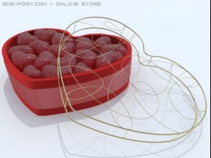 heart box with jellies 3D Model