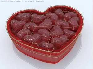 heart box with jellies 3D Model