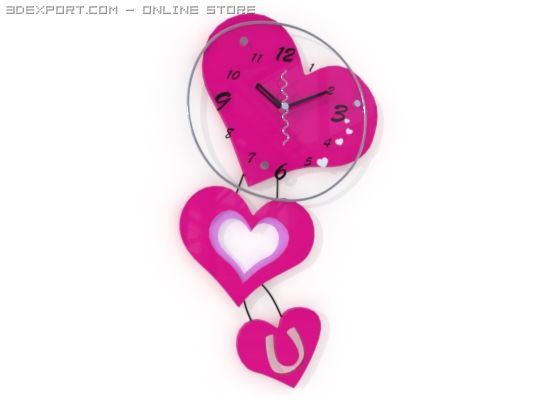 heart shaped wall clock Modelo 3D .c4d .max .obj .3ds .fbx .stl .blend 
