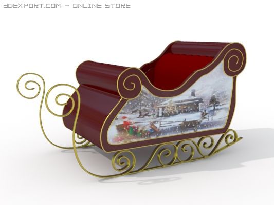 santa claus sleigh 3D Model .c4d .max .obj .3ds .fbx .stl .blend 