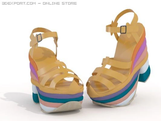 platform heeled sandals 3D Model .c4d .max .obj .3ds .fbx .stl .blend 