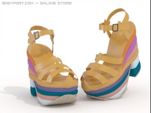 platform heeled sandals 3D Model