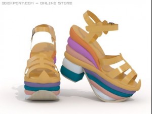 platform heeled sandals 3D 모델
