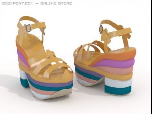 platform heeled sandals 3D 모델