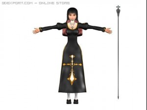 sexy warrior priest girl 3D Model