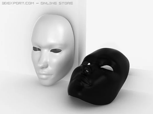 black white mask 3D Model .c4d .max .obj .3ds .fbx .stl .blend 