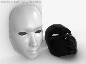 black white mask 3D मॉडल