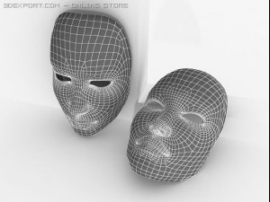 black white mask 3D मॉडल