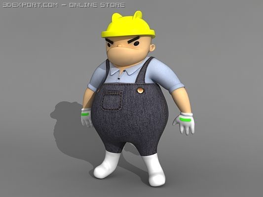 cartoon character worker Modelo 3D .c4d .max .obj .3ds .fbx .stl .blend 