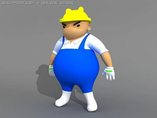 cartoon character worker standard 3D Model .c4d .max .obj .3ds .fbx .stl .blend