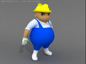 cartoon character worker standard 3D 模型