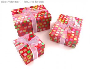 glossy gift boxes with ribbons Modèle 3D