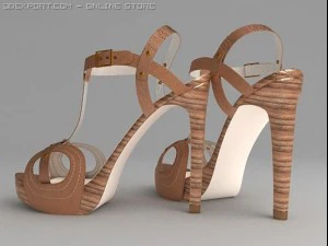 high heeled brown sandals 3D Model