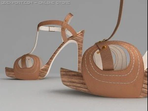 high heeled brown sandals 3D Model