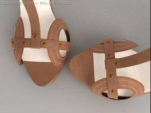 high heeled brown sandals 3D Model