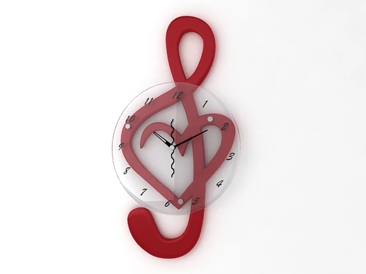 heart key wall clock 3D Model .c4d .max .obj .3ds .fbx .stl .blend
