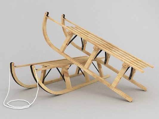 snow sled 3D Model .c4d .max .obj .3ds .fbx .stl .blend 