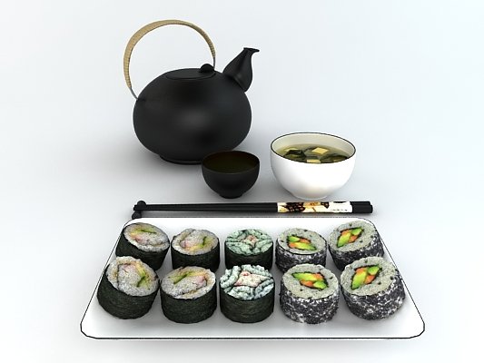 japanese dishes Model 3D .c4d .max .obj .3ds .fbx .stl .blend