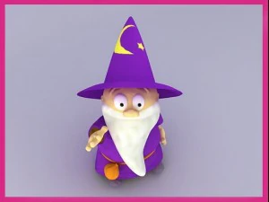 wizard cartoon character rigged 3D Model