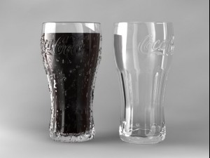 coca cola glass with water droplets 3D Model