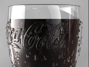 coca cola glass with water droplets 3D Model
