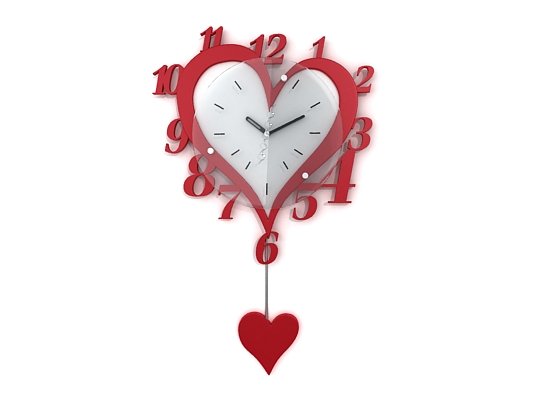 pendulum heart shaped wall clock 3D 模型 .c4d .max .obj .3ds .fbx .stl .blend