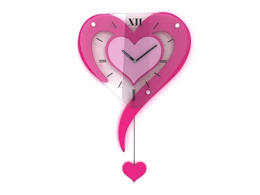 wall clock pendulum heart shaped 3D Model .c4d .max .obj .3ds .fbx .stl .blend 