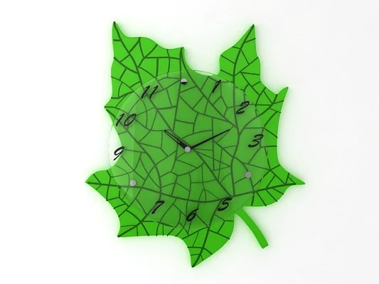 green leaf wall clock 3D Model .c4d .max .obj .3ds .fbx .stl .blend 