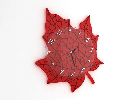 red leaf wall clock 3D Model .c4d .max .obj .3ds .fbx .stl .blend