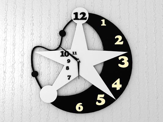silent night wall clock 3D Модель .c4d .max .obj .3ds .fbx .stl .blend