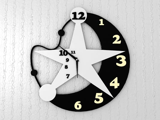 silent night wall clock 3D Model .c4d .max .obj .3ds .fbx .stl .blend 