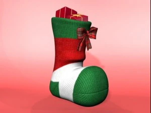 带蝴蝶结和 gif 的针织装饰圣诞袜 3D 模型