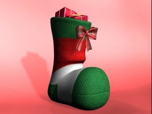 knitted decorative christmas sock with bow and gif 3D मॉडल