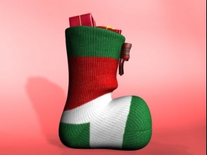 knitted decorative christmas sock with bow and gif 3D मॉडल
