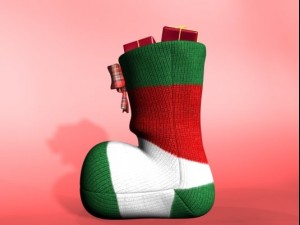knitted decorative christmas sock with bow and gif 3D मॉडल