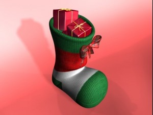 knitted decorative christmas sock with bow and gif 3D मॉडल