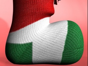 knitted decorative christmas sock with bow and gif 3D मॉडल