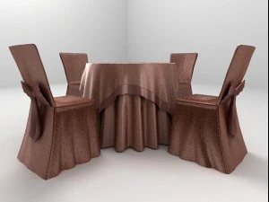 婚宴铜质闪光桌椅 3D 模型
