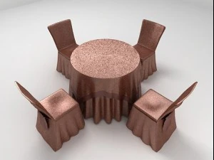 copper shimmer table chairs for wedding banquet 3D Model