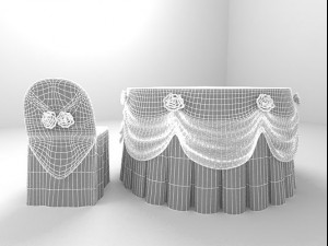 table chairs for wedding banquet Modello 3D