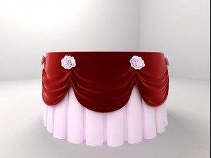 round table with tablecloth and flowers 3D Model